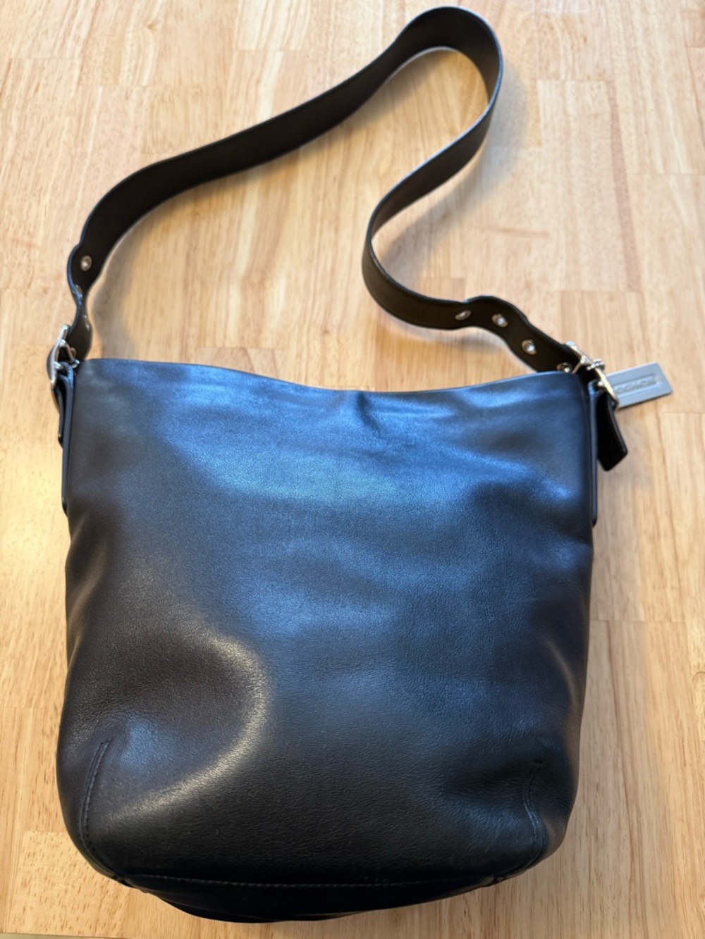 Classic Black Leather Shoulder Bag